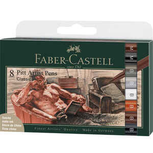 FABER CASTELL - FABER PITT ARTİST PEN FIRÇA UÇLU ÇİZİM KALEMİ 8 Lİ KLASİK 167172