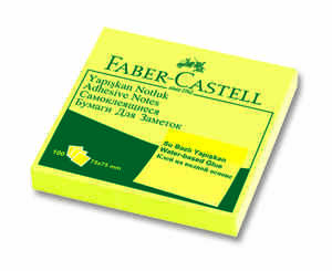 FABER CASTELL - FABER YAPIŞKANLI NOTLUK SARI 75x75mm 5089565401