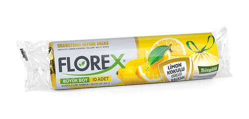 Florex Büzgülü Çöp Poşeti Büyük Boy Limon Kokulu 10 lu