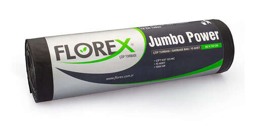 Florex Çöp Poşeti Jumbo Boy 80x110 1000 GR 10 Rulo