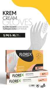 Florex - Florex Gloves Krem Poşet Eldiven 100 lü Paket L Beden