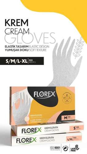 Florex Gloves Krem Poşet Eldiven 100 lü Paket M Beden