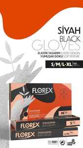 Florex Gloves Siyah Poşet Eldiven 100 lü Paket M Beden - Thumbnail