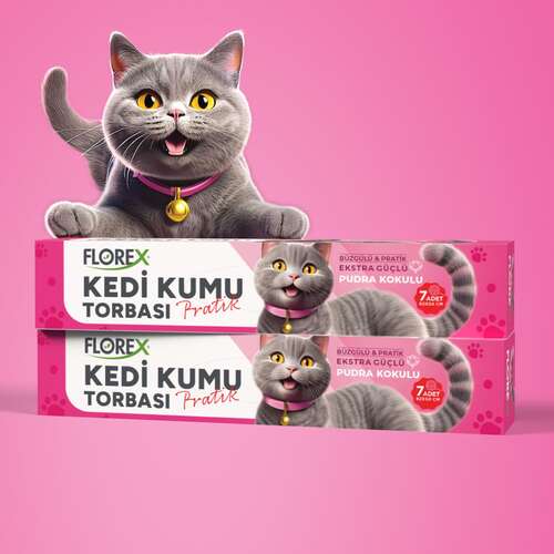 Florex Kedi Kumu Torbası Pudra Kokulu 7 li Paket