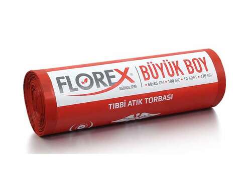 Florex Tıbbi Atık Çöp Poşeti 55x60 575 GR 25 Rulo