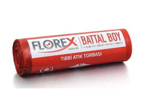 Florex Tıbbi Atık Çöp Poşeti 72x95 630 GR 10 Rulo