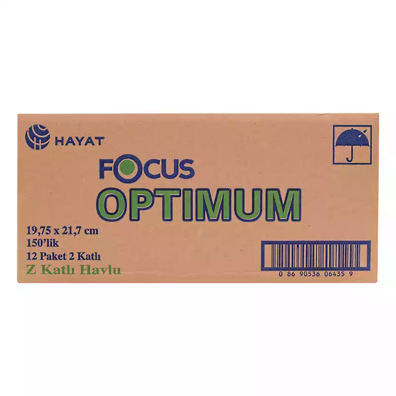 Focus Optimum Z Katlama Kağıt Havlu 19,7 cm x 21,7 cm 1 Koli (12 Paket) - Thumbnail