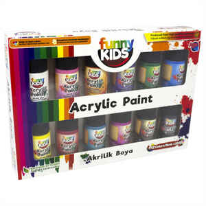 FUNNY KIDS - RICH NET - FUNNY KIDS MULTIMIX AKRİLİK BOYA 12 RENK SET 20 ml 05686