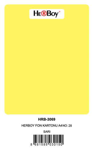 HERBOY FON KARTONU A4 SARI 160 GR NO:28 100 LÜ HRB3015