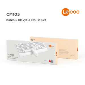 LECOO - LECOO CM105 BEYAZ KABLOLU MOUSE & KLAVYE SET