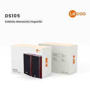 LECOO - LECOO DS105 KABLOLU + 3.5mm JACK GİRİŞLİ 5W STEREO MASA ÜSTÜ AHŞAP HOPARLÖR