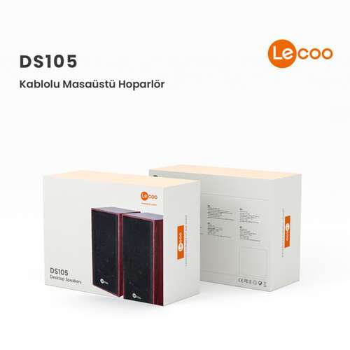 LECOO DS105 KABLOLU + 3.5mm JACK GİRİŞLİ 5W STEREO MASA ÜSTÜ AHŞAP HOPARLÖR
