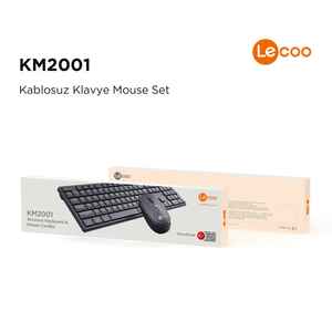 LECOO - LECOO KM2001 KLAVYE & MOUSE KABLOSUZ SET SİYAH