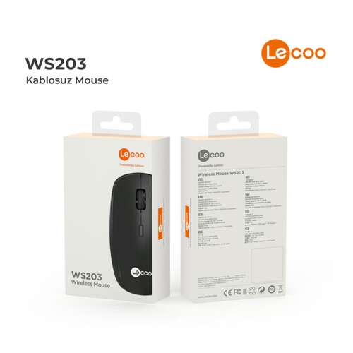 LECOO WS203 KABLOSUZ 2400DPI 4 Tuşlu OPTİK MOUSE Siyah