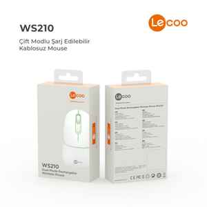 LECOO - LECOO WS210 BEYAZ Bluetooth & 2.4G WiFi Wireless Charging MOUSE