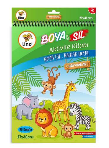 LINO BS-1006 BOYA SİL AKTİVİTE BOYAMA KİTABI HAYVANLAR A4 EBAT SİLİNEBİLİR
