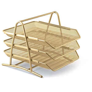 MAS - MAS 523 METAL FİLE 3 LÜ EVRAK RAFI GOLD