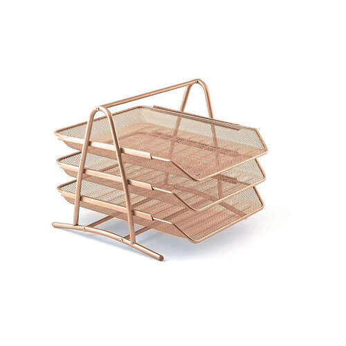 MAS 523 METAL FİLE 3 LÜ EVRAK RAFI ROSE GOLD