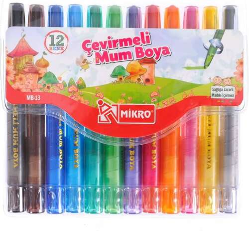 MİKRO MB-13 12 RENK ÇEVİRMELİ MUM BOYA
