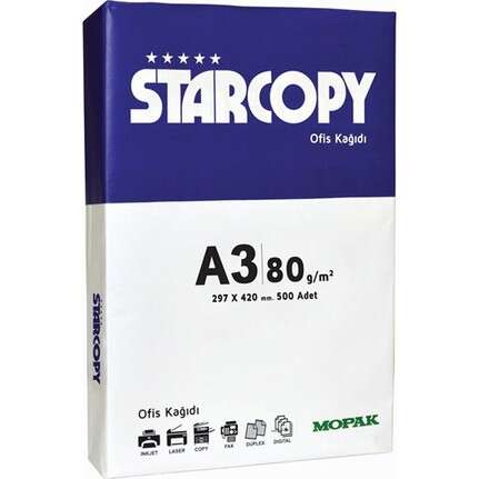 MOPAK A3 FOTOKOPİ KAĞIDI STARCOPY 500 LÜ 80 GR