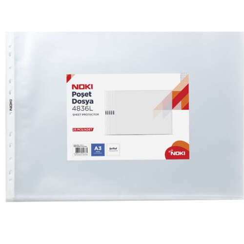 NOKİ A3 POŞET DOSYA YATAY 25 Lİ 4836-L