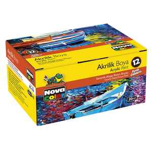 NOVA COLOR - NOVA COLOR 12 RENK AKRİLİK BOYA ŞİŞE NC-179