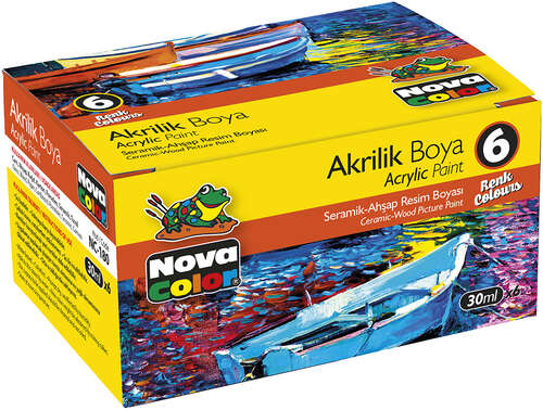 NOVA COLOR 6 RENK AKRİLİK BOYA ŞİŞE NC-180