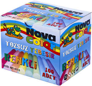 NOVA COLOR - NOVA COLOR TOZSUZ TEBEŞİR 100 LÜ RENKLİ NC-4113