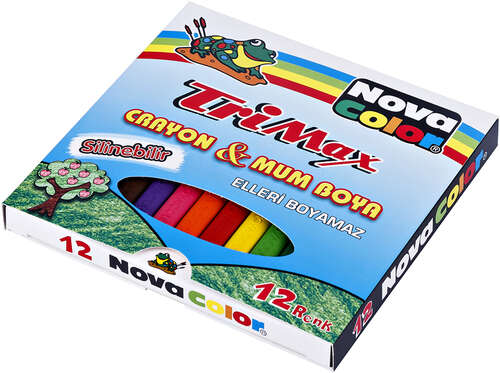 NOVA COLOR TRİMAX 12 RENK ÜÇGEN MUM BOYA NC-2117