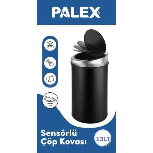 Palex SP-13 Sensörlü Çöp Kovası 13 Litre Metal Siyah