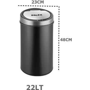 Palex SP-22 Sensörlü Çöp Kovası 22 Litre Metal Siyah - Thumbnail