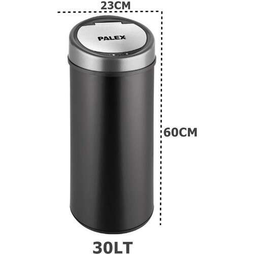 Palex SP-30 Sensörlü Çöp Kovası 30 Litre Metal Siyah