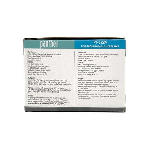 PANTHER PT-5224 USB ŞARJLI KAFA LAMBASI