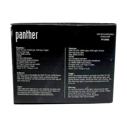 PANTHER PT-5993 USB ŞARJLI KAFA LAMBASI