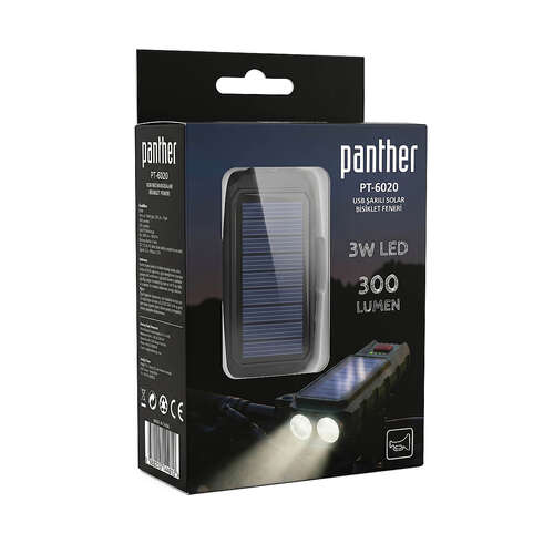 PANTHER PT-6020 USB ŞARJLI SOLAR BİSİKLET FENERİ - 6