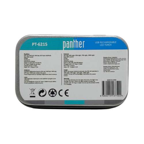 PANTHER PT-6215 USB ŞARJLI EL FENERİ