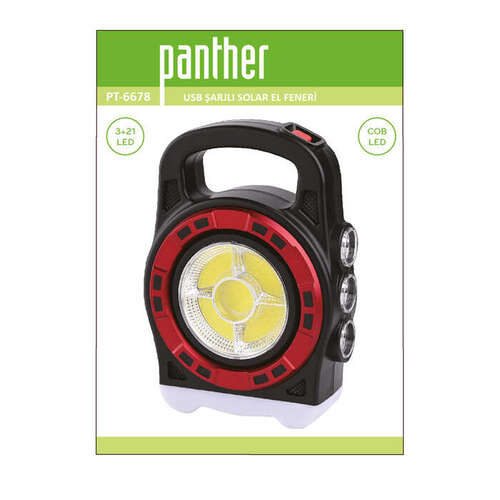 PANTHER PT-6678 SOLAR USB ŞARJLI EL FENERİ