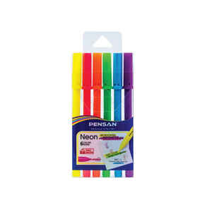 PENSAN - PENSAN 6 RENK NEON KESİK UÇ KEÇELİ KALEM 99095
