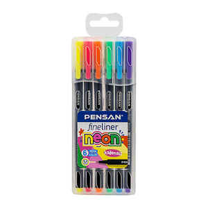 PENSAN - PENSAN 6300 FINELINER KALEM 6 LI NEON PVC KUTU