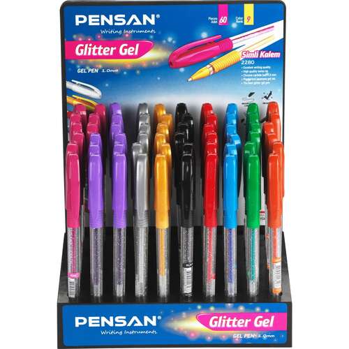 PENSAN GLITTER GEL KALEM SİMLİ 60 LI STAND 2228/S