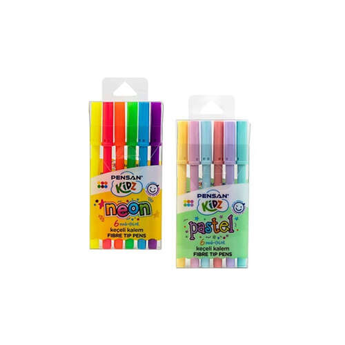 Pensan Kidz 6 Renk Keçeli Kalem Pastel-Neon 99093