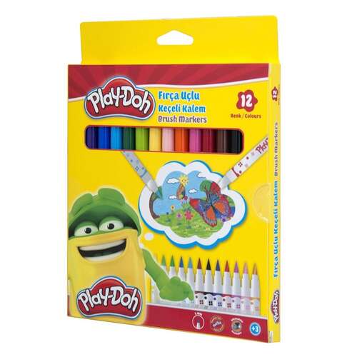 Play-Doh 12 Renk Keçeli Kalem Fırça Uçlu Ke009