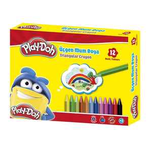 PLAY DOH - Play-Doh 12 Renk Üçgen Crayon Mum Boya Cr008