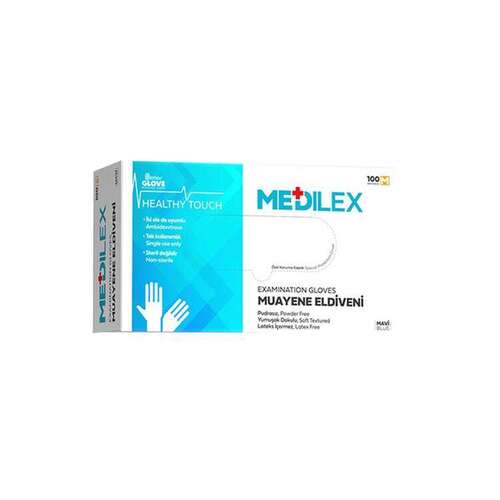 Reflex Medilex Pudrasız Muayene Eldiveni M Beden Mavi 100 lü