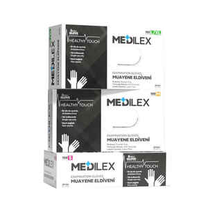 Reflex - Reflex Medilex Pudrasız Muayene Eldiveni Siyah M Beden 100 Lü