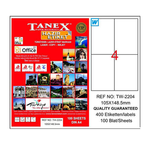 Tanex 105X148.5 Laser Etiket Tw-2204