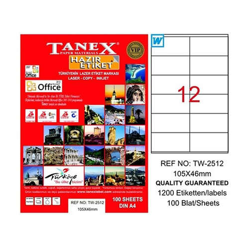 TANEX 105x46 LASER ETİKET TW-2512
