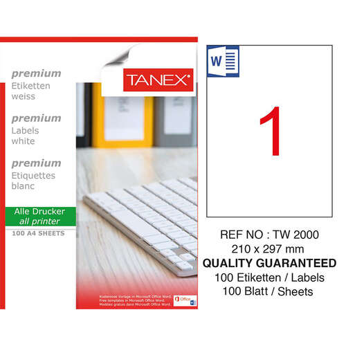 Tanex 210X297 Laser Etiket Tw-2000