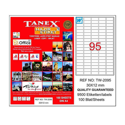 Tanex 30X12 Laser Etiket Tw-2095