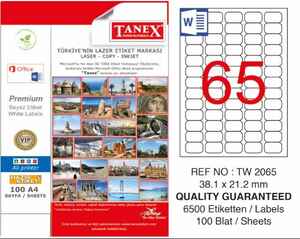 TANEX - Tanex 38.1X21.2 Laser Etiket Tw-2065